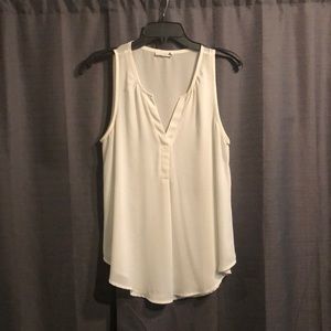White Chiffon Tank Top - L